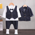 solid color Plaid gentleman suit set boy'                             