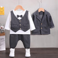 solid color Plaid gentleman suit set boy'                             