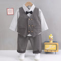 solid color Plaid gentleman suit set boy'                             