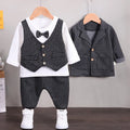 solid color Plaid gentleman suit set boy'                             