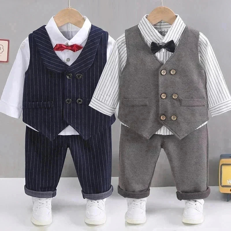 solid color Plaid gentleman suit set boy'                             