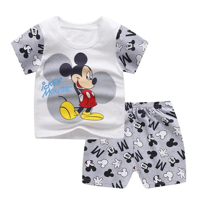 Summer T-Shirt Shorts Children'S Short Sleeve Set Cotton Tees Pants Tracksuits Boys and Girls Babies Clothes Casual Two Piece