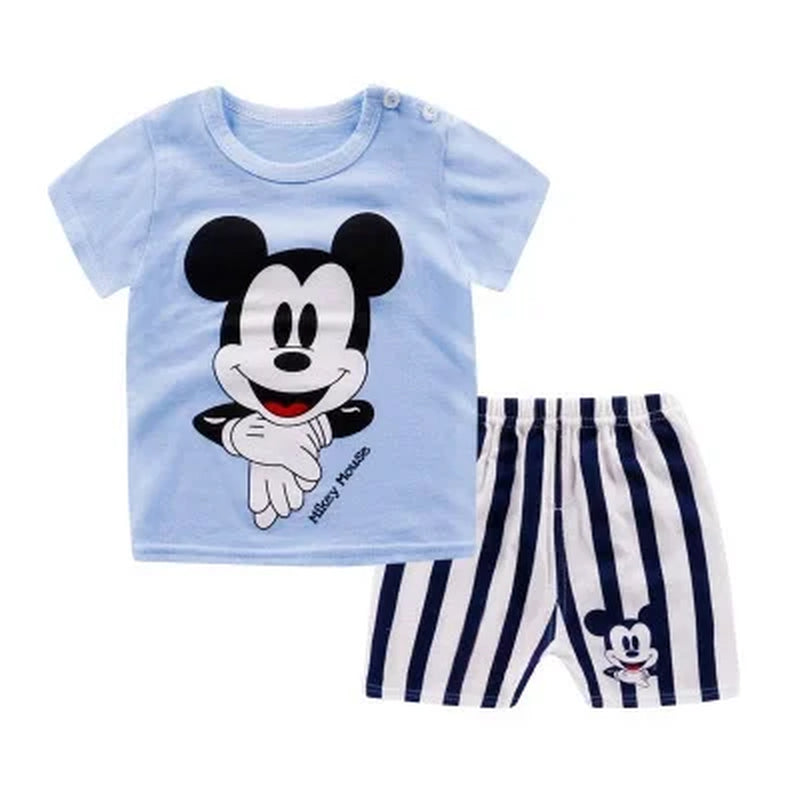 Summer T-Shirt Shorts Children'S Short Sleeve Set Cotton Tees Pants Tracksuits Boys and Girls Babies Clothes Casual Two Piece